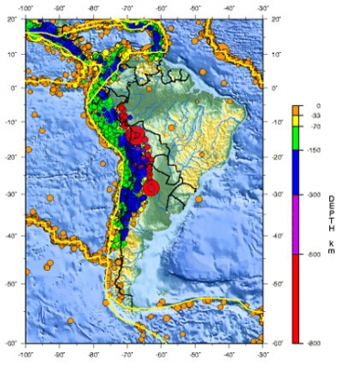 Sismicité de l'Amérique du Sud