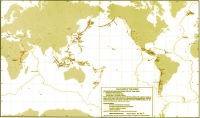 Carte de répartition des volcans à la surface de la Terre.
Carte réalisée par Paul Kimberly, Tom Simkin, et Lee Siebert, Smithsonian Institution
