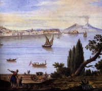 Vue de Naples dans les années 1770
Gouache de Pierre Fabris © Gallimard
