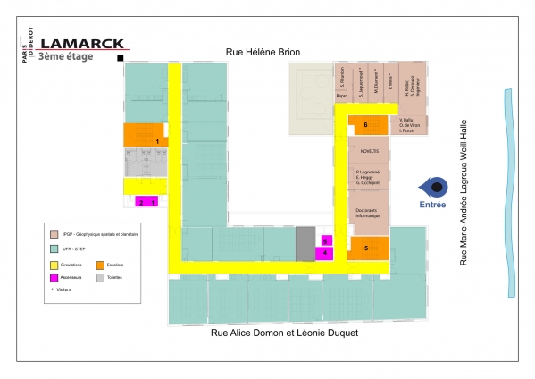 Plan du bâtiment Lamarck.
Cliquez sur l'image pour afficher la version imprimable.
