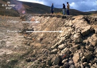 Figure 2b : Escarpement de faille inverse. Séisme d'El Asnam, Algérie, M=7.3, 10/10/1980. 