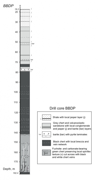 Synthetic stratigraphic log of the Barberton Barite drill hole