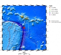 Localisation du séisme dans la région des Îles Samoa. D'après le Centre Sismologique Euro-Méditerranéen (EMSC-CSEM)</a>.
