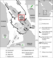 Fig. 1 : Carte tectonique générale de l'Afar
(voir légende détaillée en bas de page)