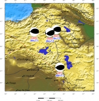 Carte des mécanismes au foyer du séisme (mécanisme chevauchant, plans de faille E-W) : source CSEM-EMSC