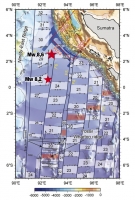 Bathymétrie et anomalies magnétiques du plancher océanique de l'est de l'océan indien. (D'après Singh et al., GJI 2010) 